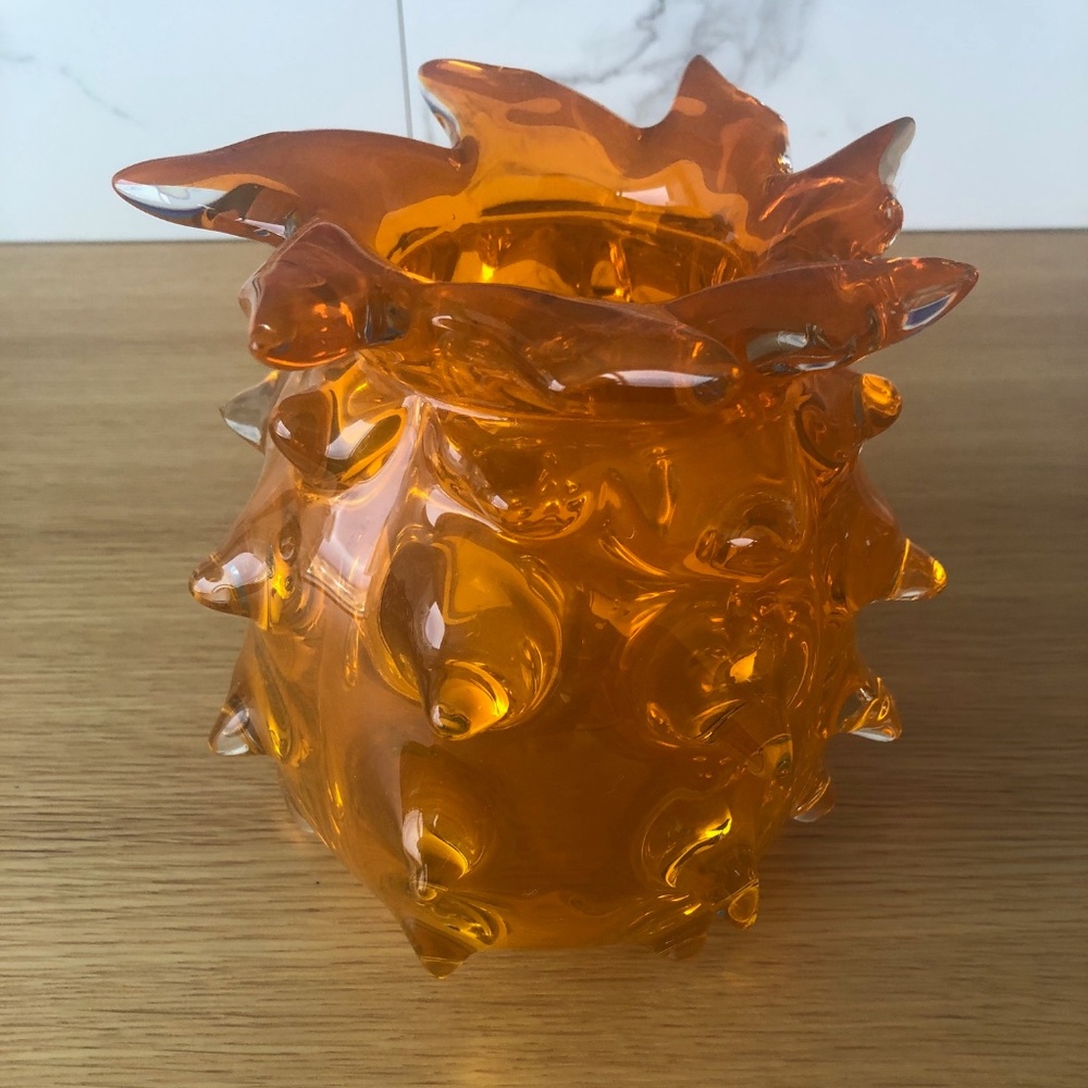 Stunning 18 Karat Orange Urchin Vase l Glass